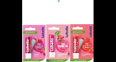 Labello Lippenbalsem Set - 1x Aarbei - 1x Watermeloen - 1x Kers