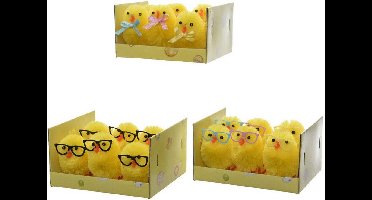 Decoris Paaskuikentjes - 6 stuks - geel - 4 cm - Paasversiering / Paasdecoratie
