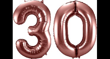 Folat Verjaardag Leeftijd folieballon - 30 jaar - rosé goud - 86 cm - cijferballon groot