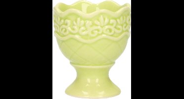 Excellent Houseware Eierdop - 1x - porselein - pastel groen - 5,5 x 6,5 cm