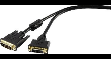 Renkforce DVI Verlengkabel DVI-D 24+1-polige stekker, DVI-D 24+1-polige stekker 1.80 m Zwart RF-4212198 Met Ferrietkern