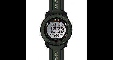 Q&Q M166J804Y - Horloge - Digitaal - Heren - Mannen - Plastic band - Rond - Kunststof - Datumaanduiding - Stopwatch - Alarm - Tweede tijdzone - Backlight - Waterdicht 10ATM - Groen