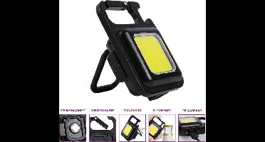 Sleutelhanger Zaklamp - COB LED -Oplaadbaar - magneet - Waterdicht - flesopener - tripodaansluiting - Werklamp - lamp voor in de bouw
