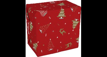 Cadeaupapier 30cm 200m 80gr/m Wonderful time rood goud