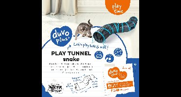 Duvoplus - Speelgoed Voor Dieren - Kat - Speeltunnel Snake 122x25cm Blauw/zwart - 1st
