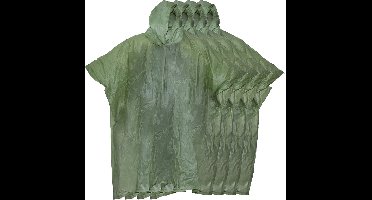 Benson Regenponcho met capuchon - 10x - groen - herbruikbaar - PVC