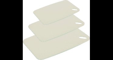 Excellent houseware Snijplanken - set van 3 - kunststof - creme wit - 24/30/35 cm