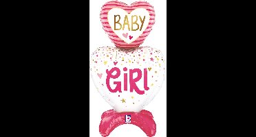Folieballon Baby Girl Hearts - Stand Up - 28 inch - Grabo