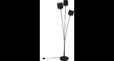 REALITY TOMMY - Vloerlamp - Zwart mat - excl. 3x E14 4W - Voetschakelaar