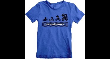 Nintendo Super Mario - Mario Kart Silhouettes Kids Tshirt - Kids tm 6 jaar - Blauw