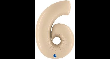 Folieballon Cijfer 6 Satin Cream - 100 cm