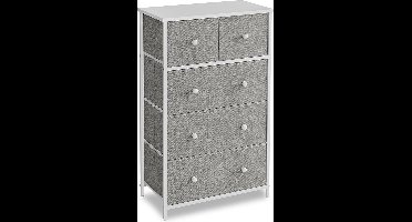 Greece Commode - opbergkast - Kast - Dressior - 5 stoffen laden - voor hal - woonkamer - lichtgrijs-wit - 30 x 56 x 93 cm