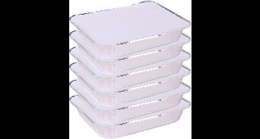 Elite Meal prep voedsel bewaar bakjes - Aluminium - 6x - 33 x 25 x 5 cm - met deksel