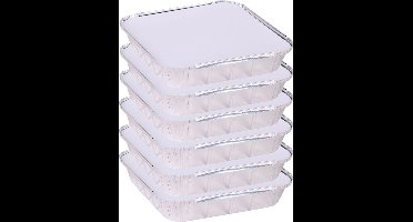 Elite Meal prep voedsel bewaar bakjes - Aluminium - 6x - 25 x 25 x 5 cm - met deksel