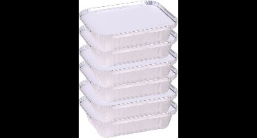 Elite Meal prep voedsel bewaar bakjes - Aluminium - 12x - 19 x 14 x 4 cm - met deksel