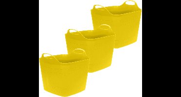 Excellent Houseware Flexibele emmer - 3x - geel - 25 liter - kunststof - vierkant - 35 x 38 cm