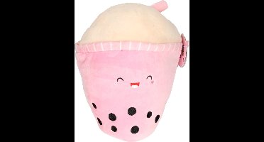 Bubble Tea pluche knuffel geel 28cm speelgoed pastelgeel.