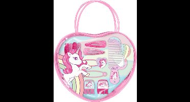 Unicorn Eenhoorn tasje met haar accessoires - Roze - Met kam en clips