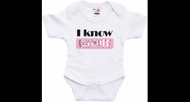 Bellatio Decorations baby rompertje - meisje babyshower/kraamcadeau - wit/roze - Cute 56