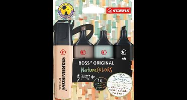 STABILO BOSS ORIGINAL - Markeerstift - NatureCOLORS - Etui Met 4 Kleuren
