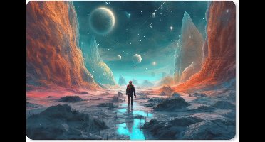 Muismat XXL 120x80 cm - Bureau onderlegger - Bureau mat Bergen - Ruimte - Planeten - Astronaut - Bureaumat - Gaming mousepad xl - Bureaulegger groot - Computer deskmat - Geschikt voor Gaming Muis en Gaming PC set-up