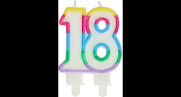 Folat - Kaars Colorblock Cijfer 18 (7,5 x 6cm)