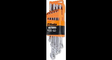 Beta 9-delige ring-steeksleutelset - Maat 8 t/m 19 - Inclusief houder - Geschikt voor krappe ruimtes