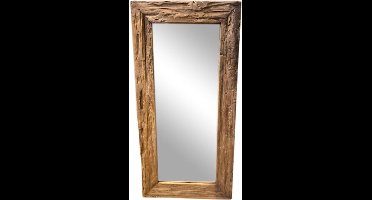 Meubelplaats Teak Spiegel 180x80 cm - Ruw Oud Teakhout - Robuust Design - Houten lijst