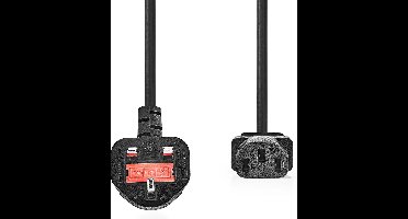 Nedis Stroomkabel - UK Male - IEC-320-C13 - Gehoekt - Recht - Vernikkeld - 2.00 m - Rond - PVC - Zwart - Label