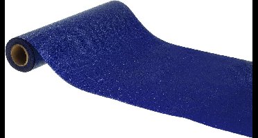 Chaks Tafelloper op rol - donker blauwe glitter - 30 x 500 cm - polyester