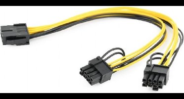 PCIe 8-pins (v) - 2x PCIe 8-pins (6+2) (m) voedingskabel - 0,20 meter