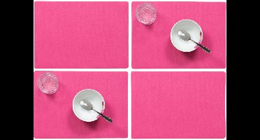 Wicotex luxe Placemats Plain - 6x stuks - fuchsia roze - 43 x 30 cm - Met anti slip laag - Teflon coating toplaag