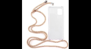 Shop4 - Geschikt voor Samsung Galaxy A71 Hoesje - Zachte Back Case met Koord Beige