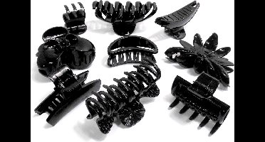Haarklemmen set 9x zwart diverse varianten