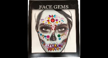 Halloween Glitters - Face en Body Opplak Steentjes - Multi kleur - Halloween Doodshoofd