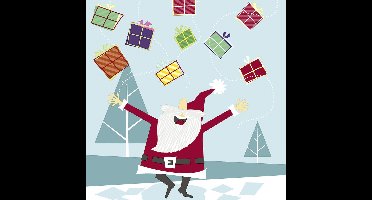 Duni kerst thema servetten - 20x st - 33 x 33 cm - lichtblauw met kerstman