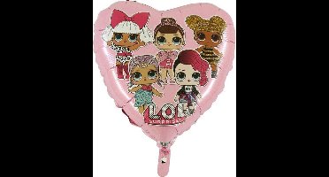 LOL Surprise hart folieballon roze 45 cm.