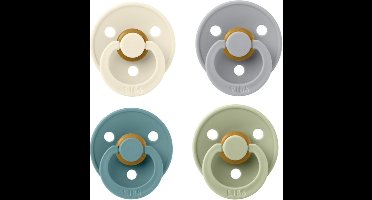 Bibs fopspeen 6-18 maand set 4 stuks Ivory,Cloud,Island Sea en Sage maat 2