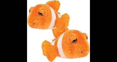 Suki Gifts pluche Clownvissen knuffeldier set - cute eyes - oranje - 25 en 15 cm