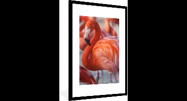 PosterMonkey - Poster - Flamingo - Vogel - Dieren - Roze - Fotolijst - 60x90 cm - Poster flamingo - Posterlijst - Frame poster - Poster dieren - Woonkamer