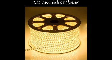 LED Strip 230V - Warm Wit - 8W/m - Inkortbaar per 10cm - IP65 - Dimbaar - 7 meter