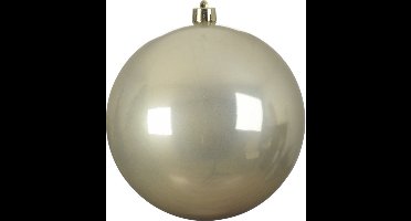 Decoris Kerstbal - licht parel/champagne - groot - 14 cm - kunststof - glans - kerstversiering
