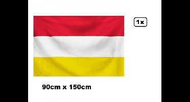 Vlag 90cm x 150cm rood/wit/geel - met ophang ogen - carnaval festival thema party fast food gala feest