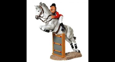 Ruiter met springpaard - beeldje – sport – funny sports – warren stratford – 21.5x11x23 cm