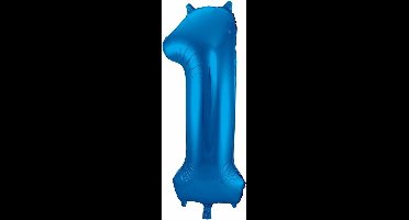 Folat Verjaardag Leeftijd folieballon - 1 jaar - blauw - 86 cm - cijferballon groot