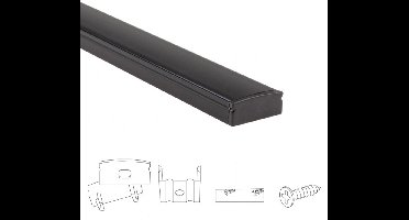 1 meter aluminium led strip profiel opbouw - Zwart - 7 mm hoog - Slim line - Compleet incl. afdekkap - Led profiel opbouw - Led profiel zwart