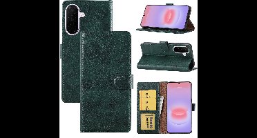 Hoesje geschikt voor Samsung Galaxy A27 Hoesje Groen Bookcase – Ntech Wallet Case met Pasjeshouder & Magneetsluiting Beschermhoes – Schokbestermende Flip Cover