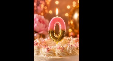 Verjaardagstaart kaarsjes – Cijfer 0 - Cijferkaars Retro - roze goud - Happy Birthday kaars – verjaardags kaars – gekleurd kaarsje – taartdecoratie – feest - taartversiering – feestartikel – verjaardagscadeau - taartaccesoires