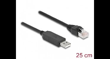 Delock Serial Connection Cable with FTDI chipset, USB 2.0 Type-A male to RS-232 RJ45 male 25 cm black