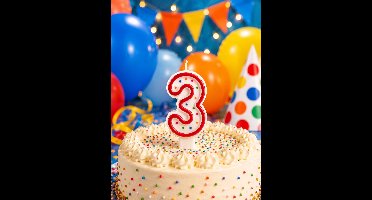 Verjaardagstaart kaarsje – Cijfer 3 - Cijferkaars met stippen - rood - Happy Birthday kaars – verjaardags kaars – gekleurde kaarsje – taartdecoratie – feest - taartversiering – feestartikel – verjaardagscadeau - taartaccesoires